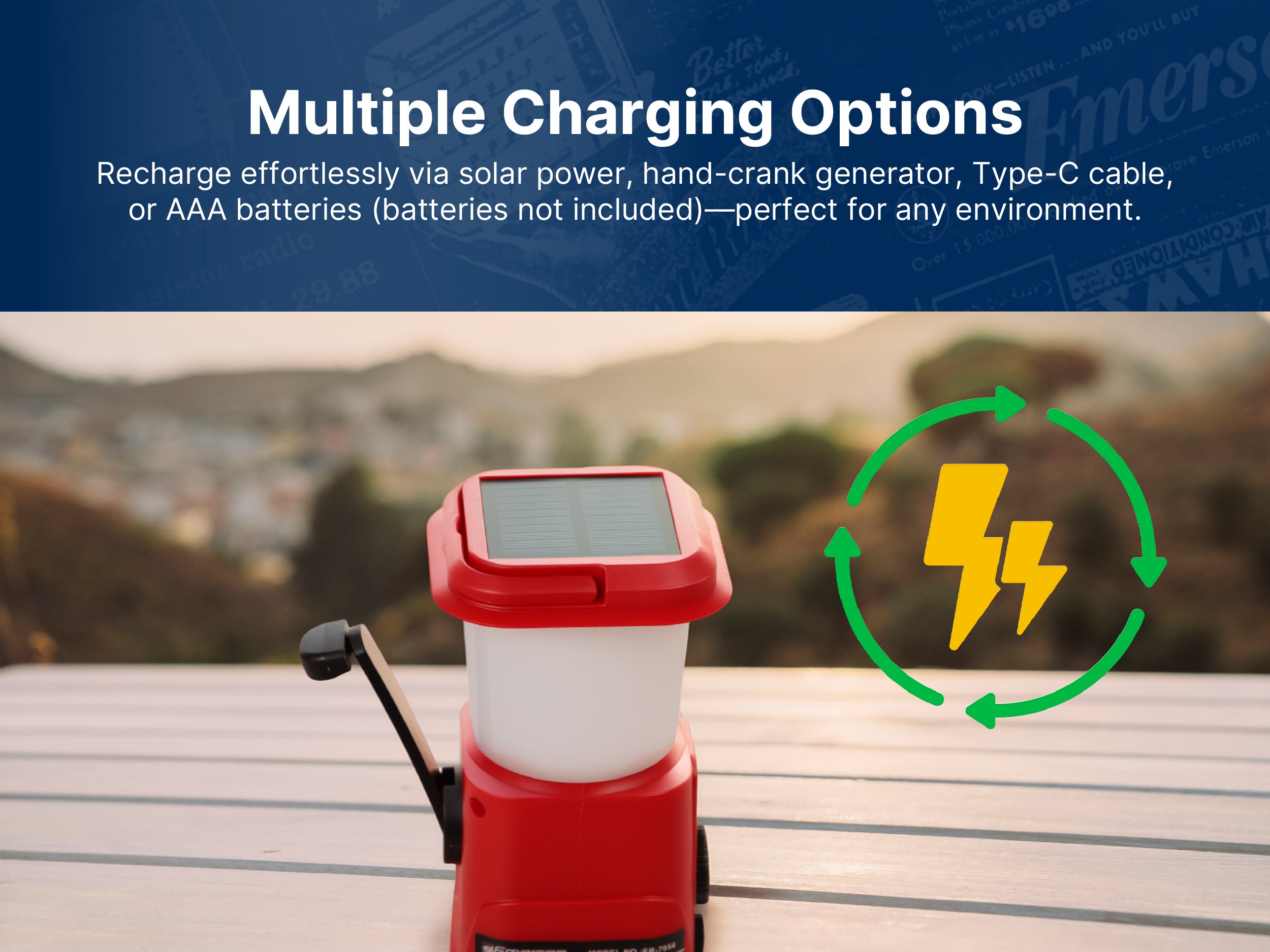 Emergency Solar Radio Lantern with Dynamo Hand-Crank Generator