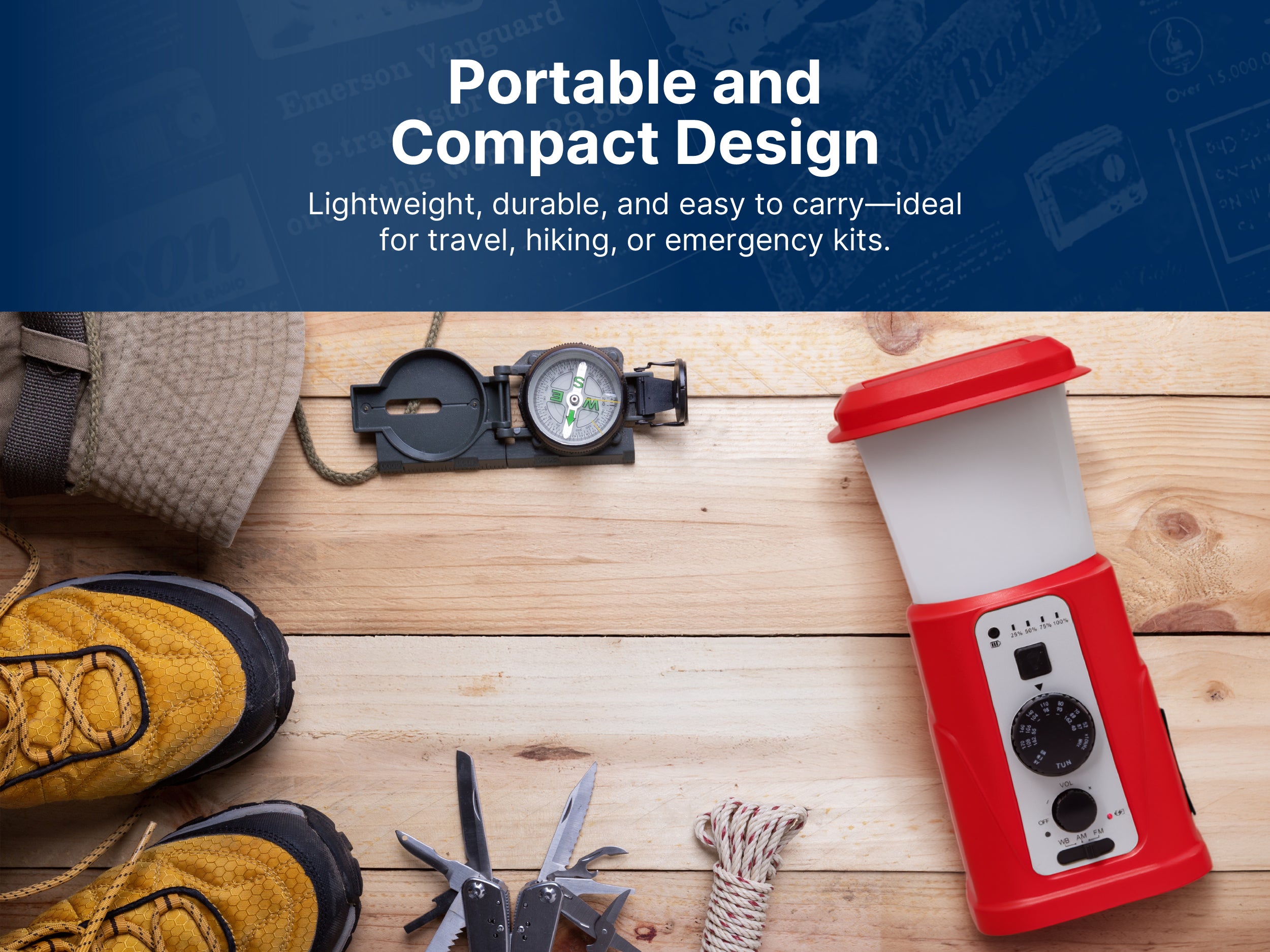 Emergency Solar Radio Lantern with Dynamo Hand-Crank Generator