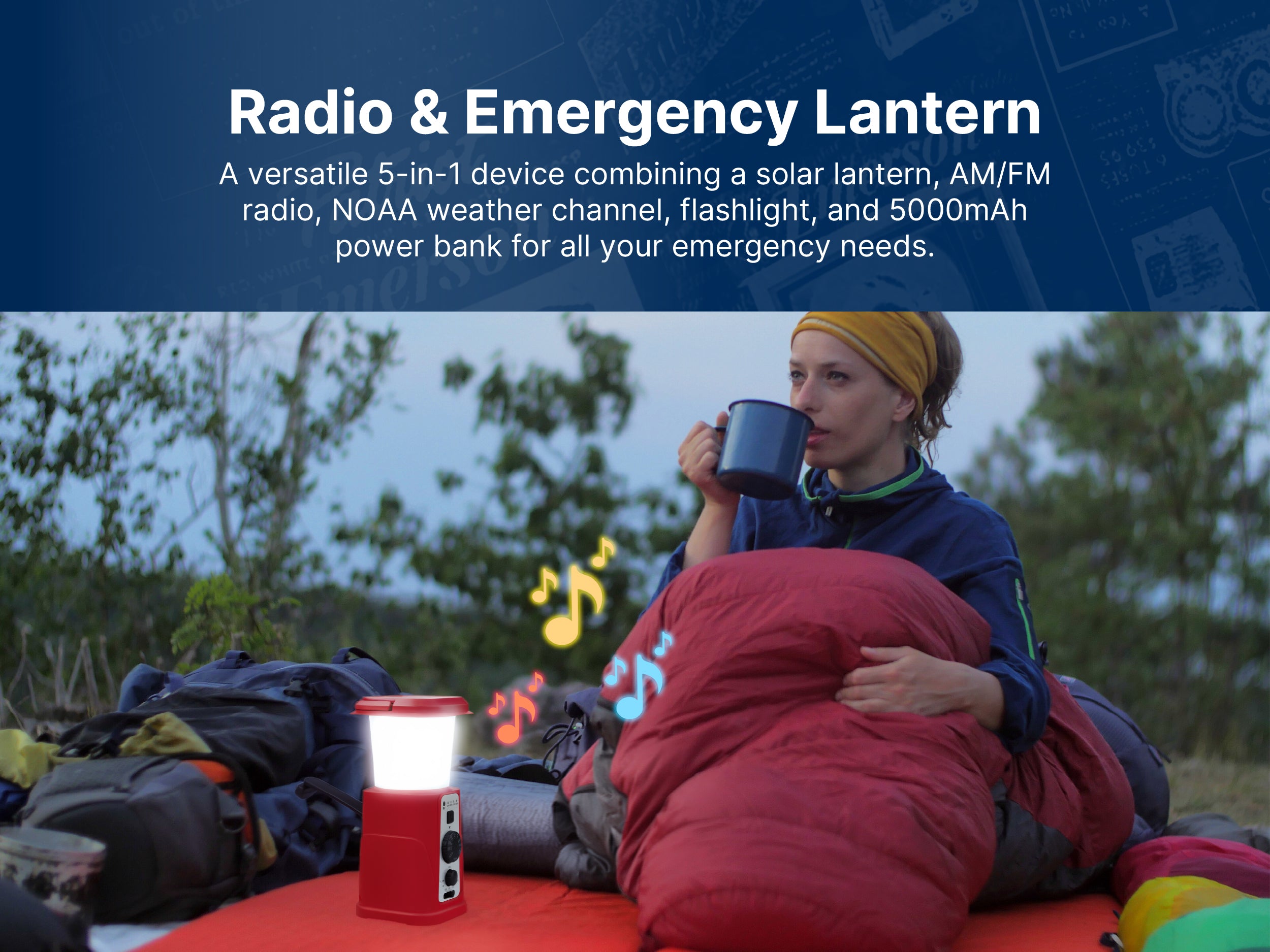 Emergency Solar Radio Lantern with Dynamo Hand-Crank Generator