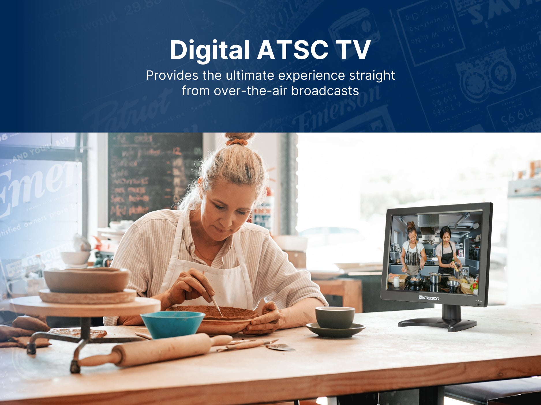 Portable 13.3" Digital TV with Built-in Rechargeable Battery and DC Car Adapter