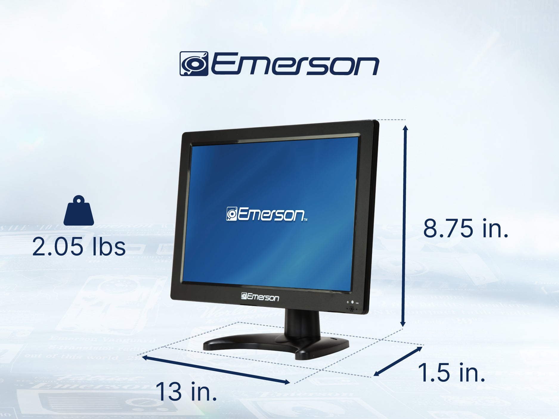 Portable 13.3" Digital TV with Built-in Rechargeable Battery and DC Car Adapter