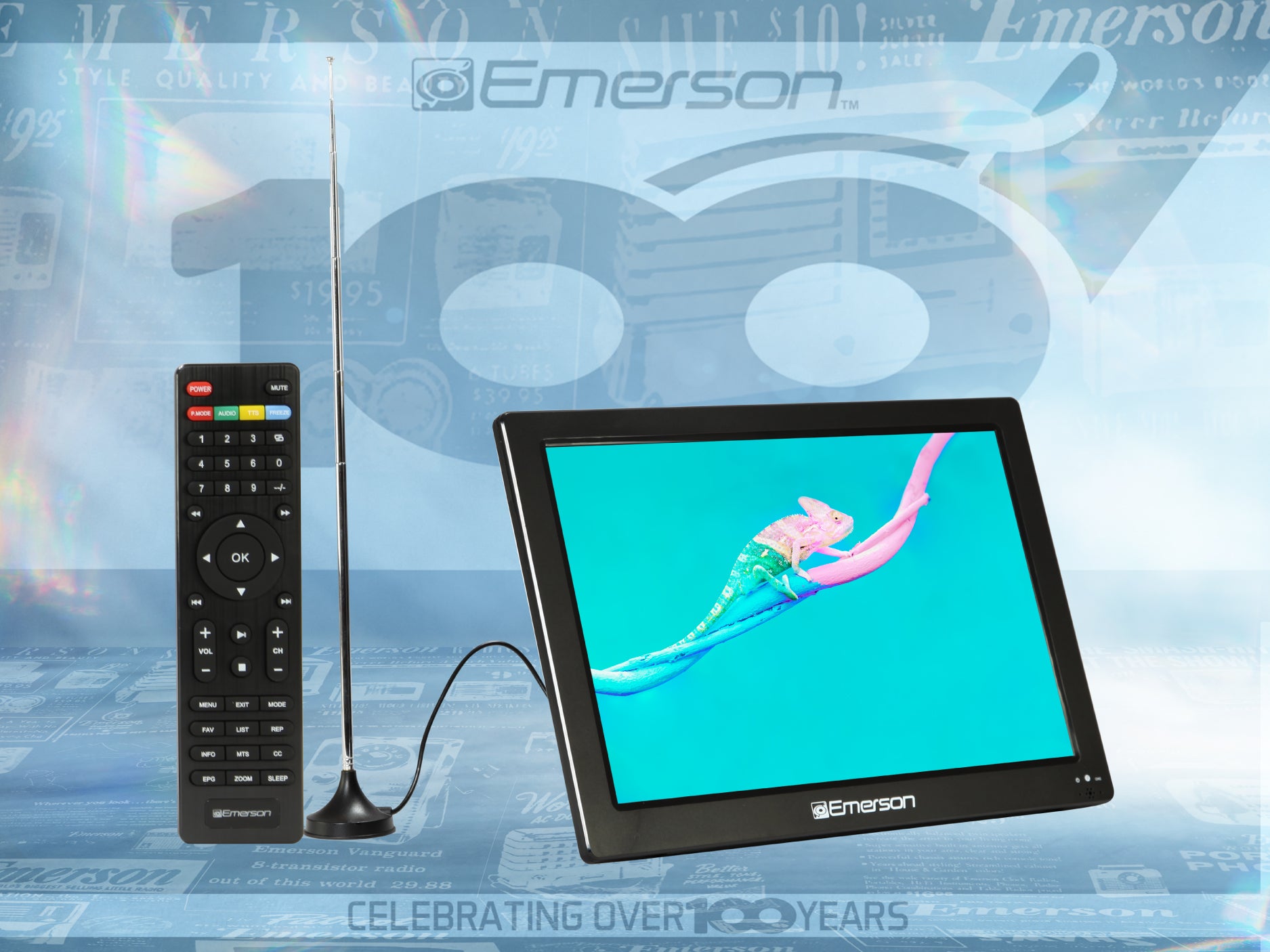 Portable 13.3" Digital TV with Built-in Rechargeable Battery and DC Car Adapter