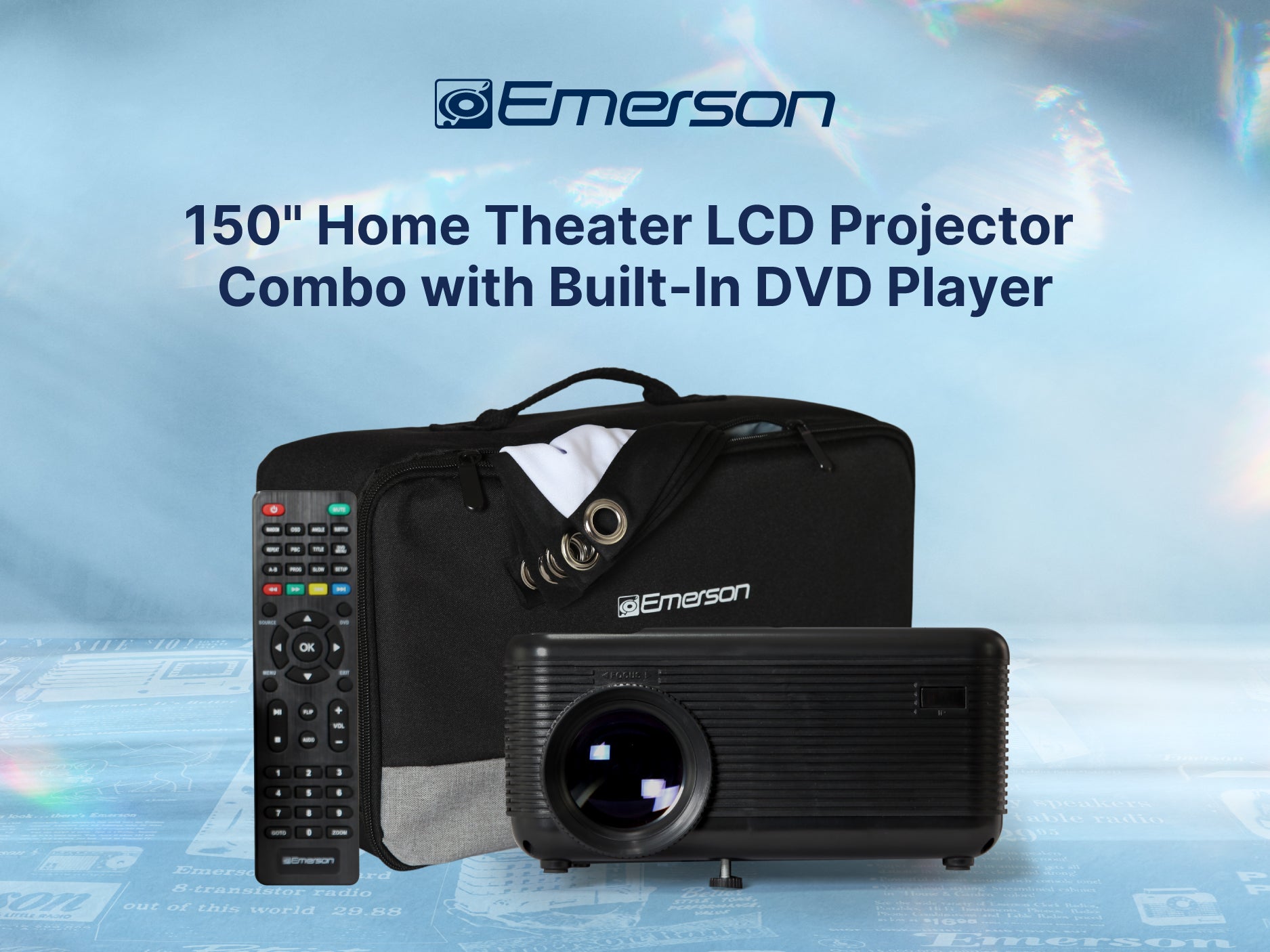 150" Home Theater LCD Projector Combo with Built-In DVD Player