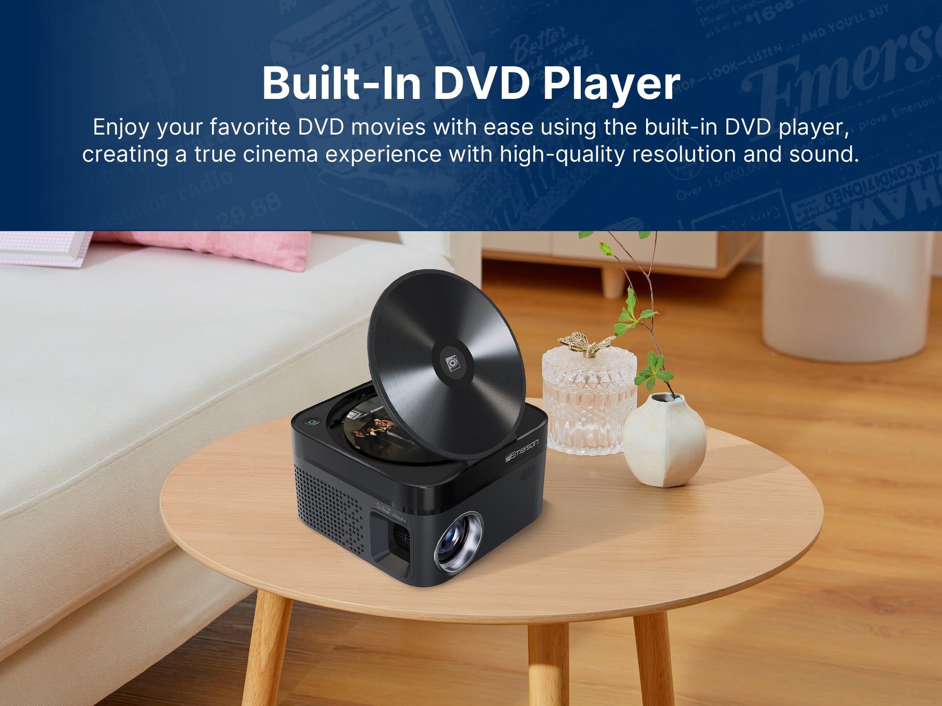 120" Home Theater LCD Projector with Built-In DVD Player