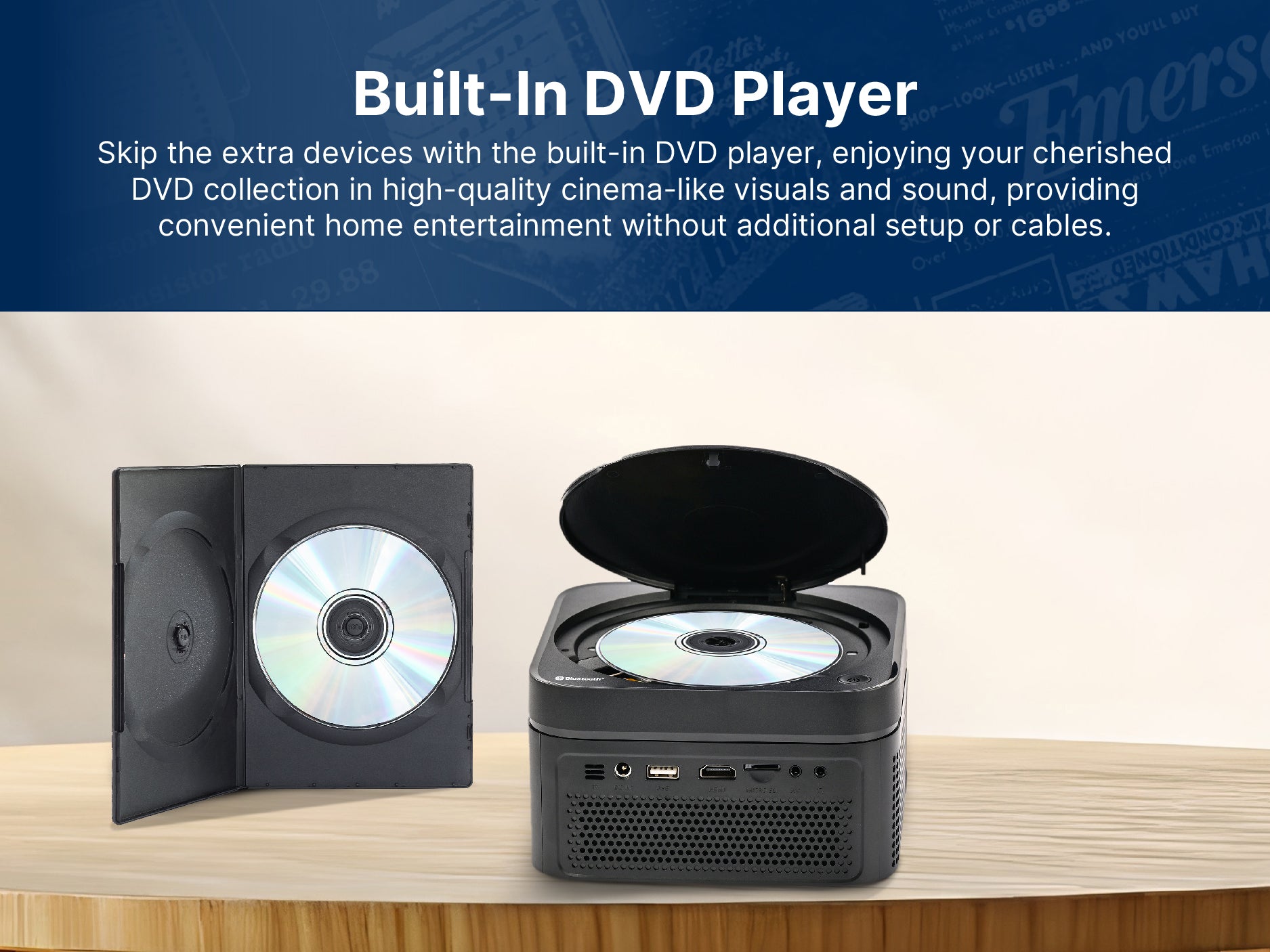 120" Home Theater LCD Projector Combo with Built-In DVD Player
